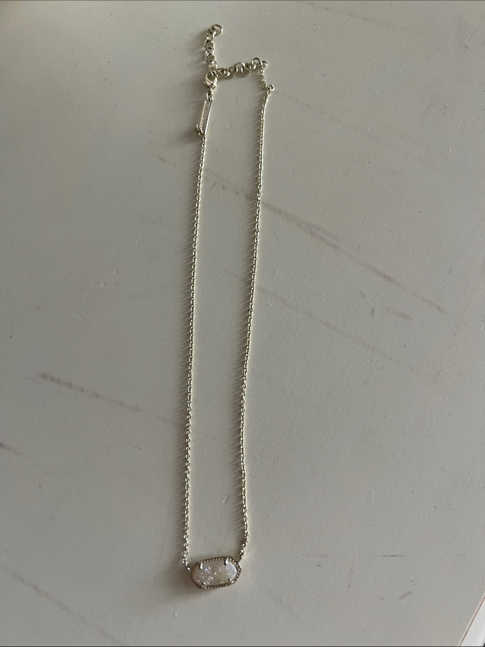 Kendra Scott Silver Druzy Necklace - White Crystal
